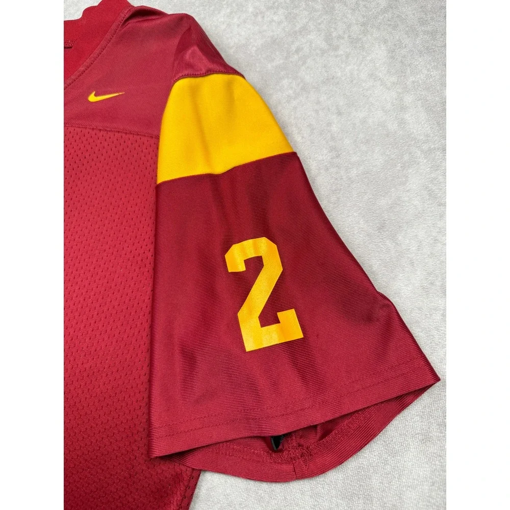 VTG Y2K Nike USC Trojans Jersey Kid L Red Gold Number 2 Football Mesh Shirt NCAA